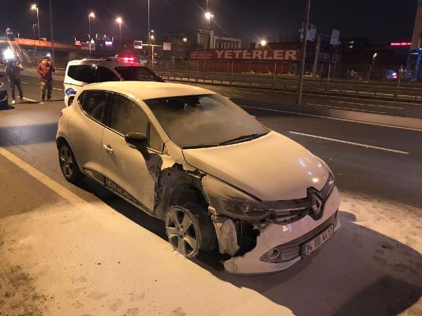 Polisin ateş ettiği araç terk edilmiş ve yakılmış halde bulundu